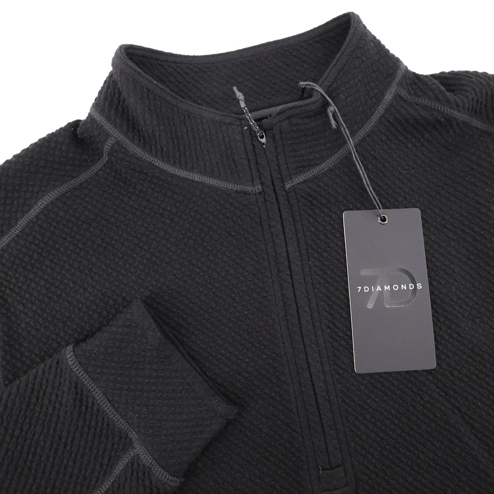 NEW 7 Diamonds Restoration Performance 1/4 Zip Pullover Black Long Sleeve Mens S